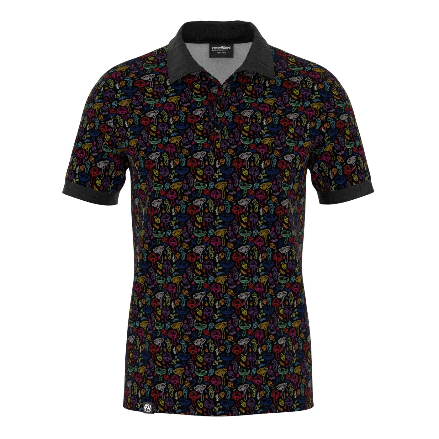 Flexible Waistband Chill Vibe Color Mushrooms Polo Shirt