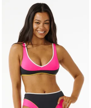 Summer Days Rip Curl Hibiscus Heat Splice Crop Top-Washed Black