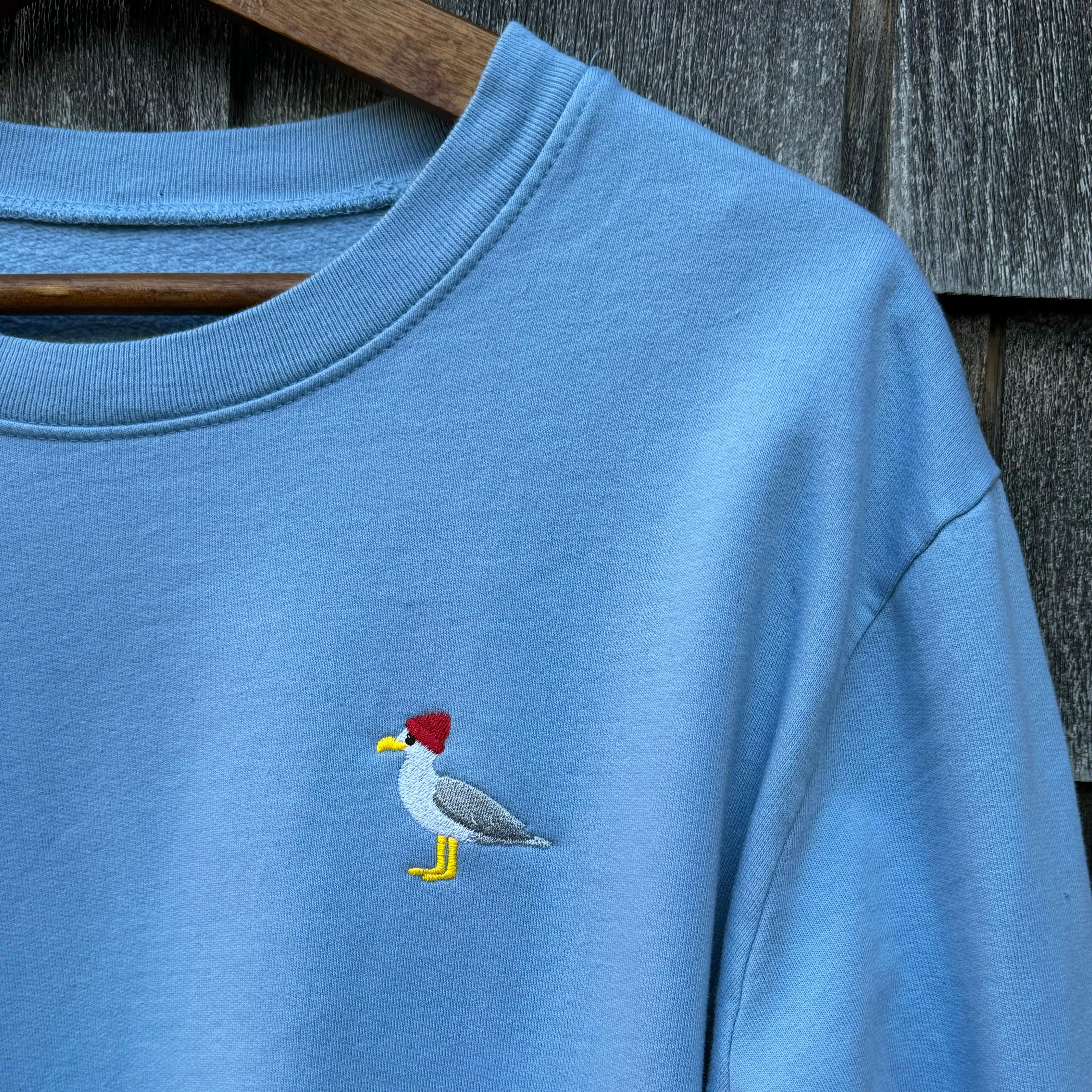 Embroidered Seagull Crewneck Sweatshirt, Bluestone Designer