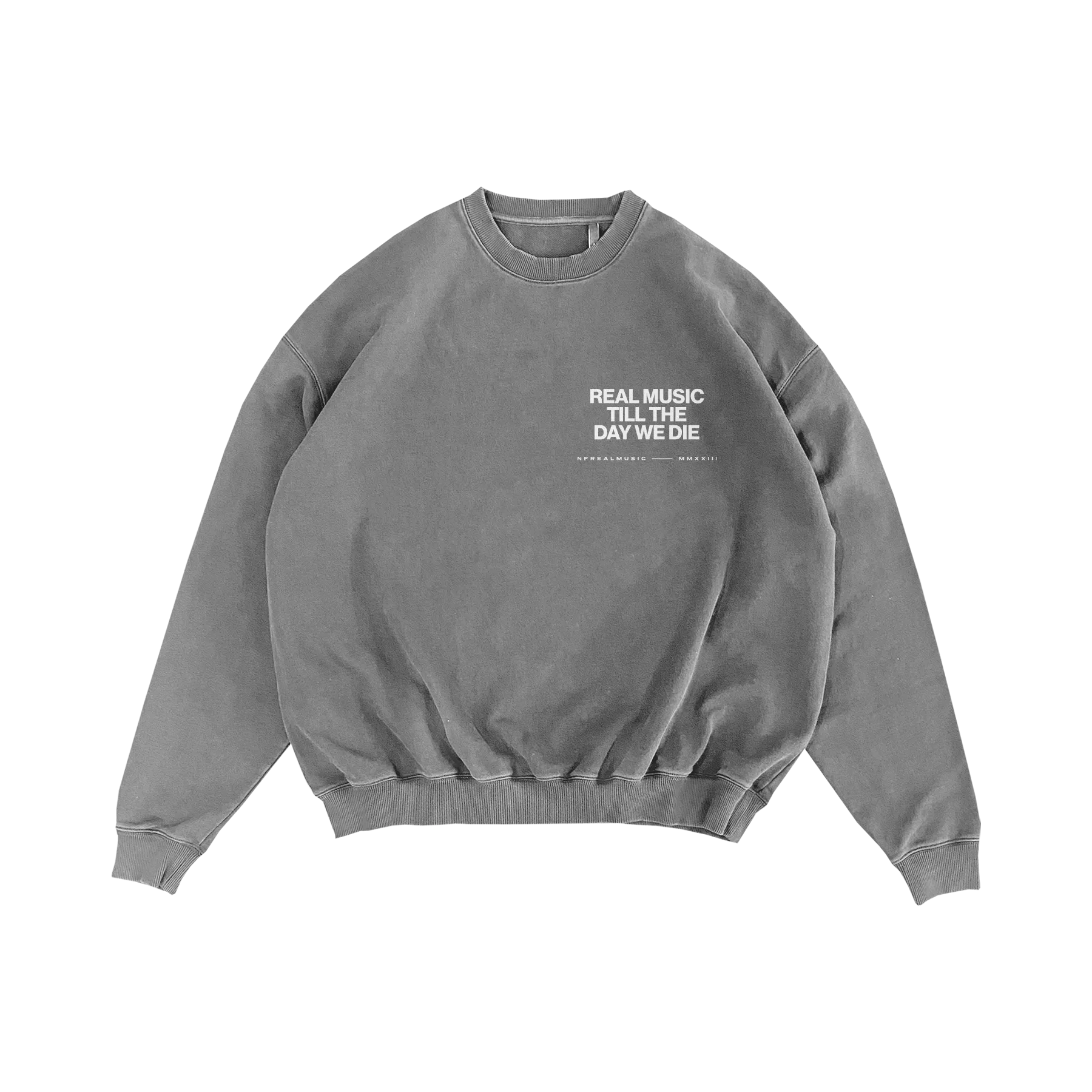 Grey RMTTDWD Crewneck anti static coating style test