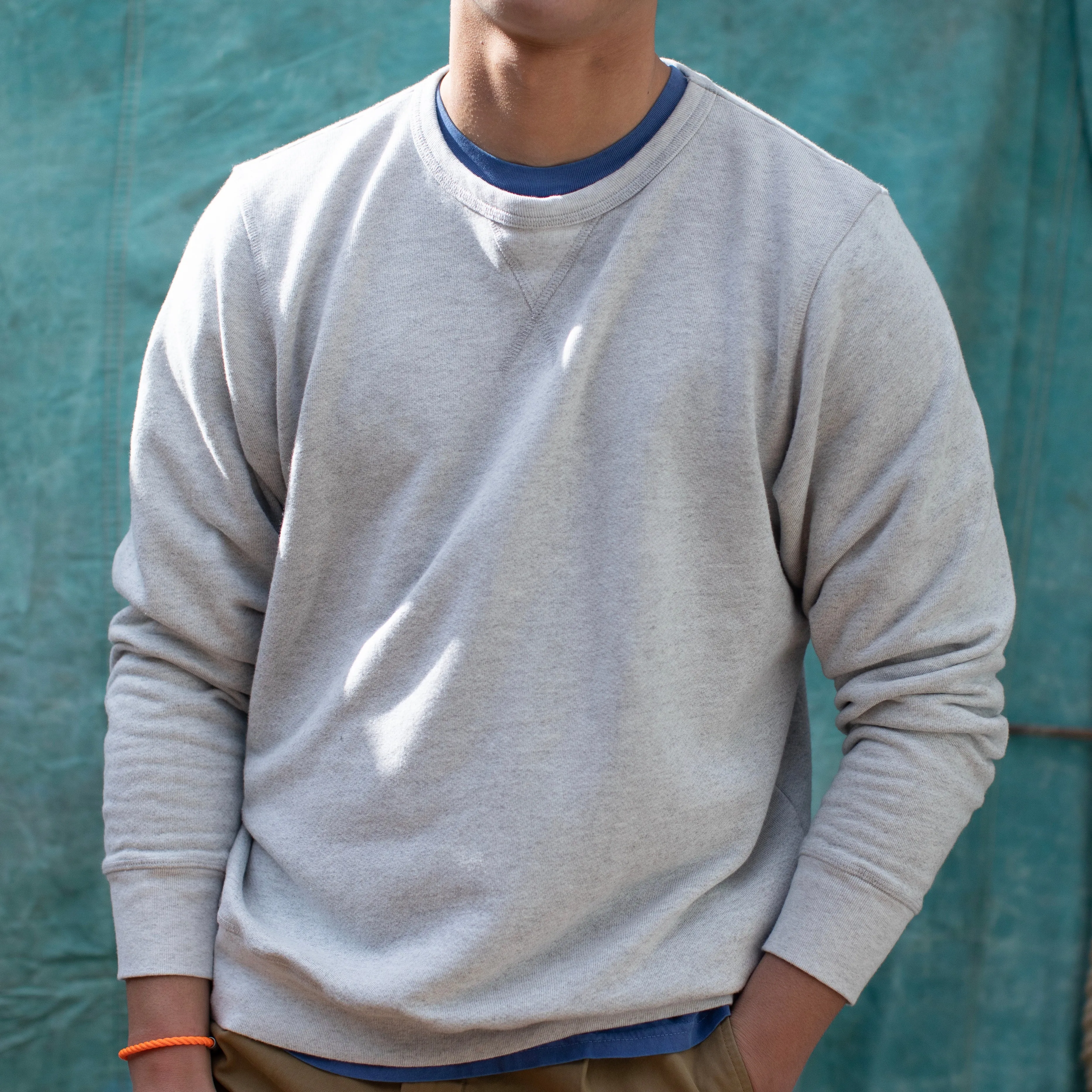 French Terry Crewneck Sweatshirt, Vintage Grey Soft and Warm