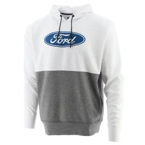 Ford Logo Mens Gray & White Color Block Hoodie product birthday allure