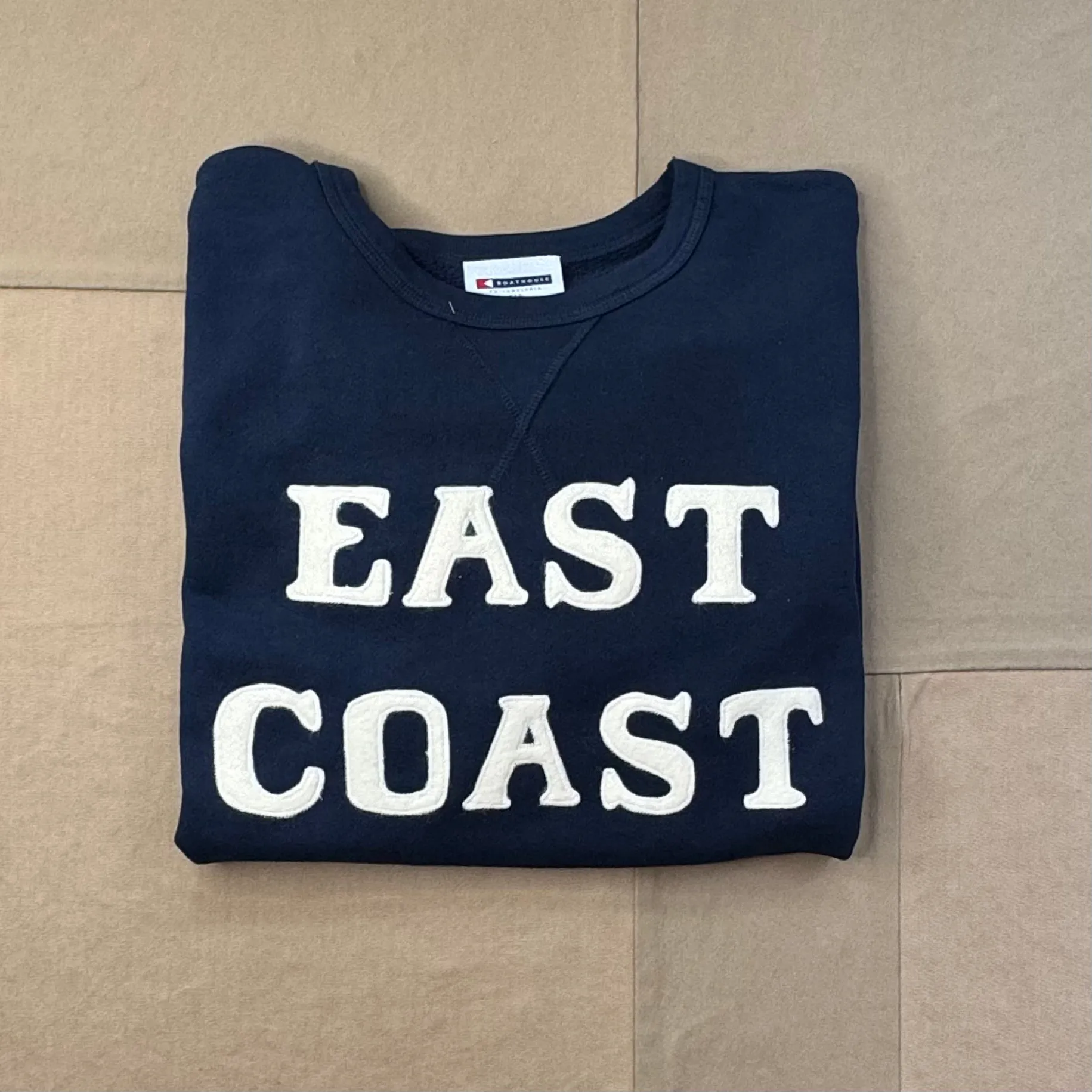 East Coast Terry Crewneck, Navy Muscular Fit Weekend Look