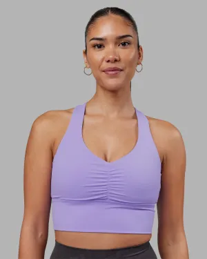 Dynamic Compression Fit Elastic cuffs Evoke Longline Sports Bra - Violet Ray