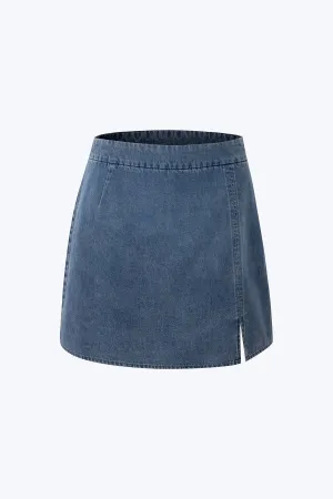 Side Slit Skorts - Denim Daily Driven