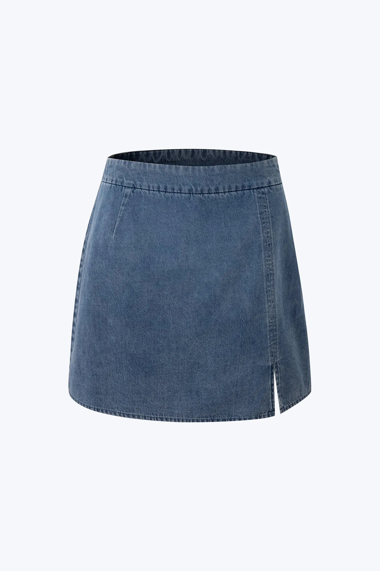 Casual Edge Simple Match Side Slit Skorts - Denim