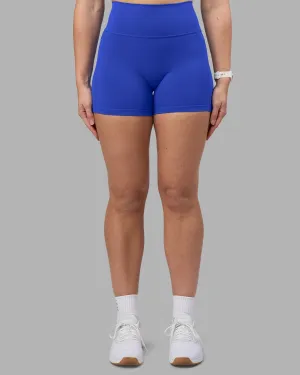 Fusion Ultra High-Rise 4" Short Pockets - Power Cobalt Laser Cut Perforations Midweight Texture