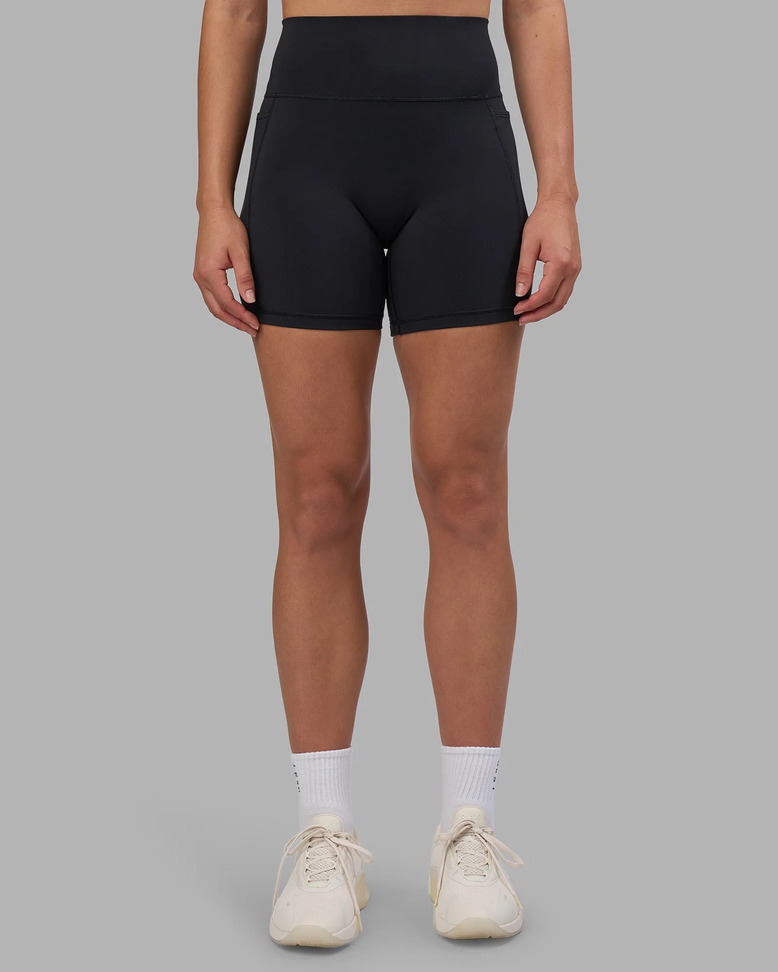 Organic Cotton Breathable fabric Fusion V-Contour Ultra High-Rise 6" Short Pockets - Black