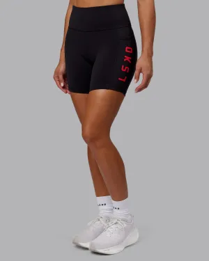 Rep Ultra High-Rise 6" Short Pockets - Black-Scarlet Wrinkle Free Weave