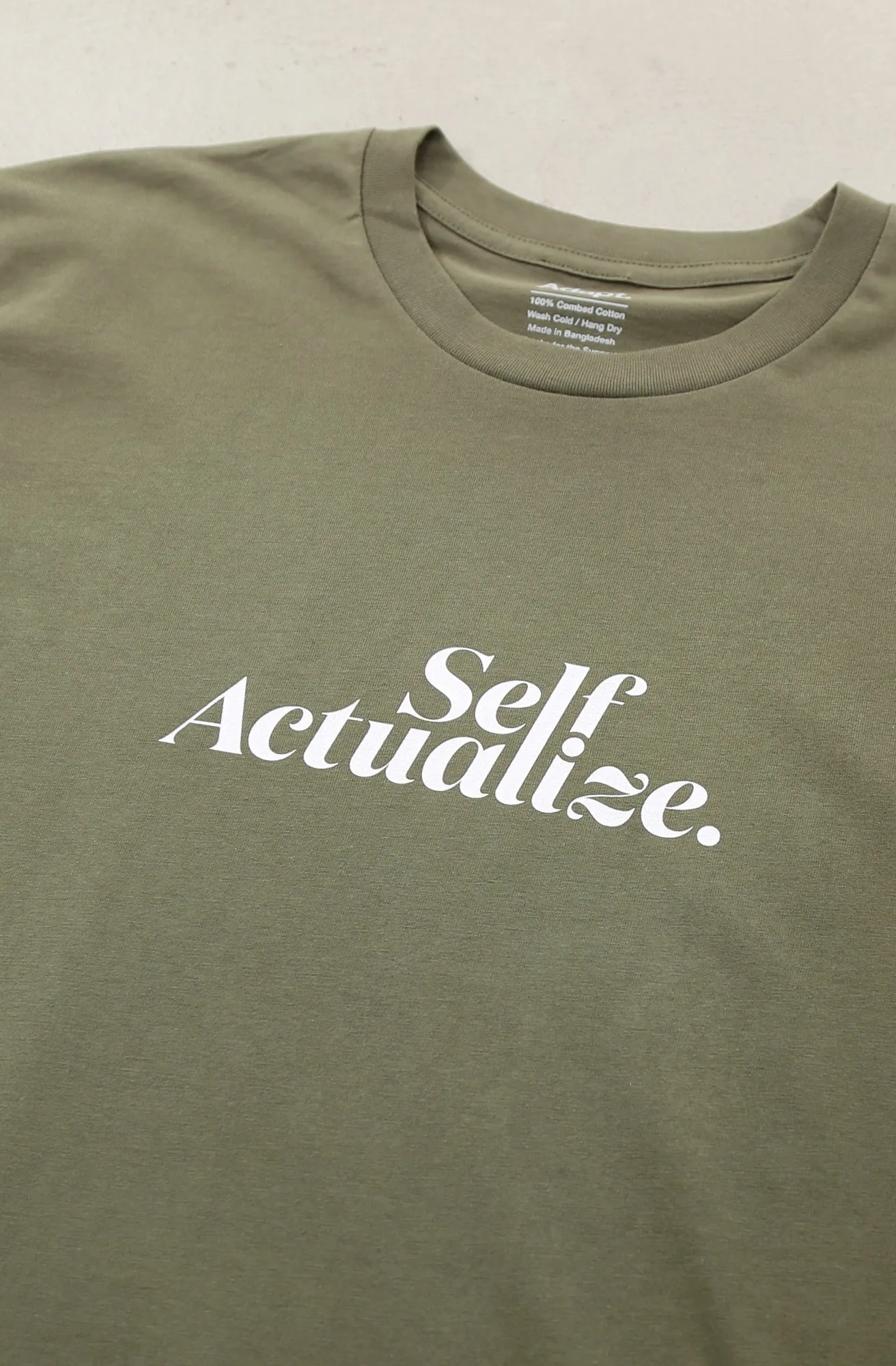 Self Actualize (Men's Army A1 Tee) Athletic Wear Simple and Relaxed