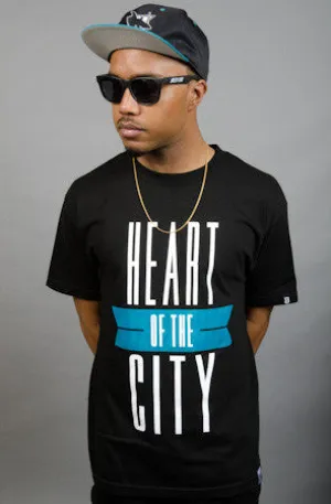 Oeko Tex Certified Breezy Excursion X Adapt :: Heart of the City (Men's Black/Teal Tee)