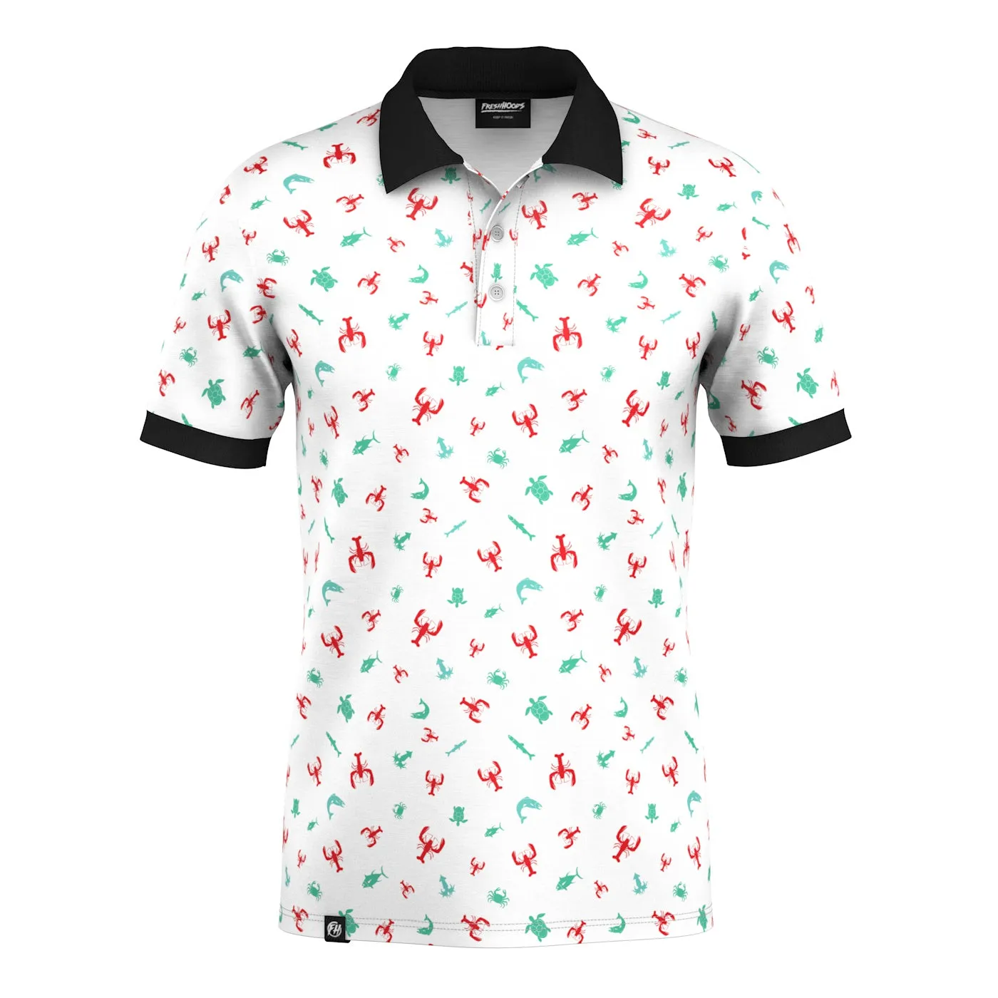 Layering Fashion Trendy Wear Doodle Lobster Polo Shirt