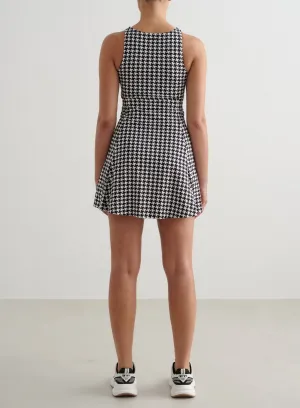 Roll Up Fasten Pepita Sense High Neck Dress