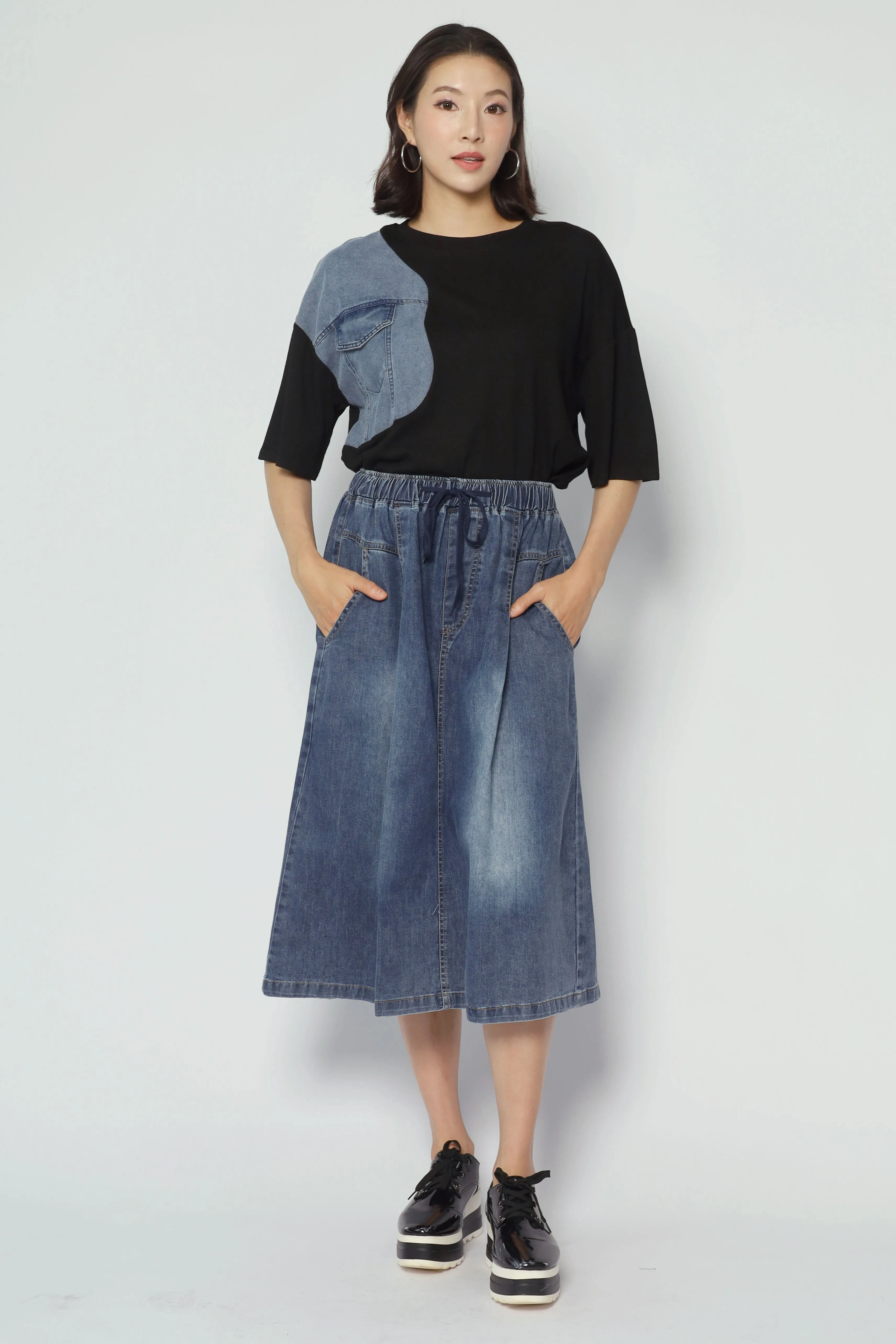 Eva Skirt in Blue Denim Sleek Motion