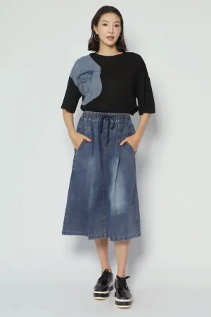 Eva Skirt in Blue Denim Sleek Motion