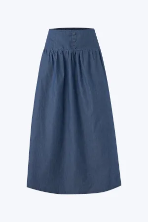 Stylish Adult Fashion Gather Button Front Skirt - Denim [AT]
