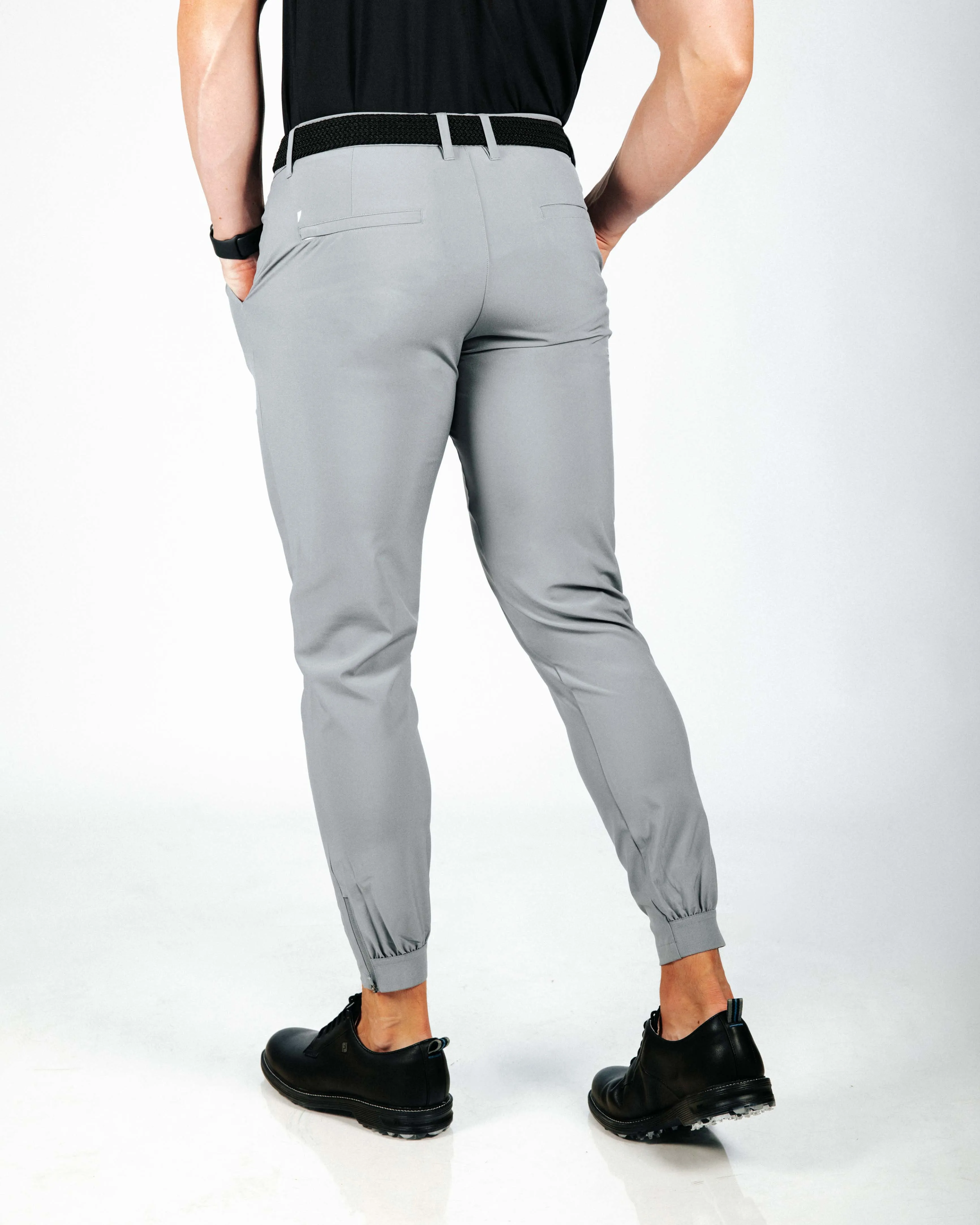 Men's Light Gray Golf Jogger Beach Capri Lightweight Knit Material