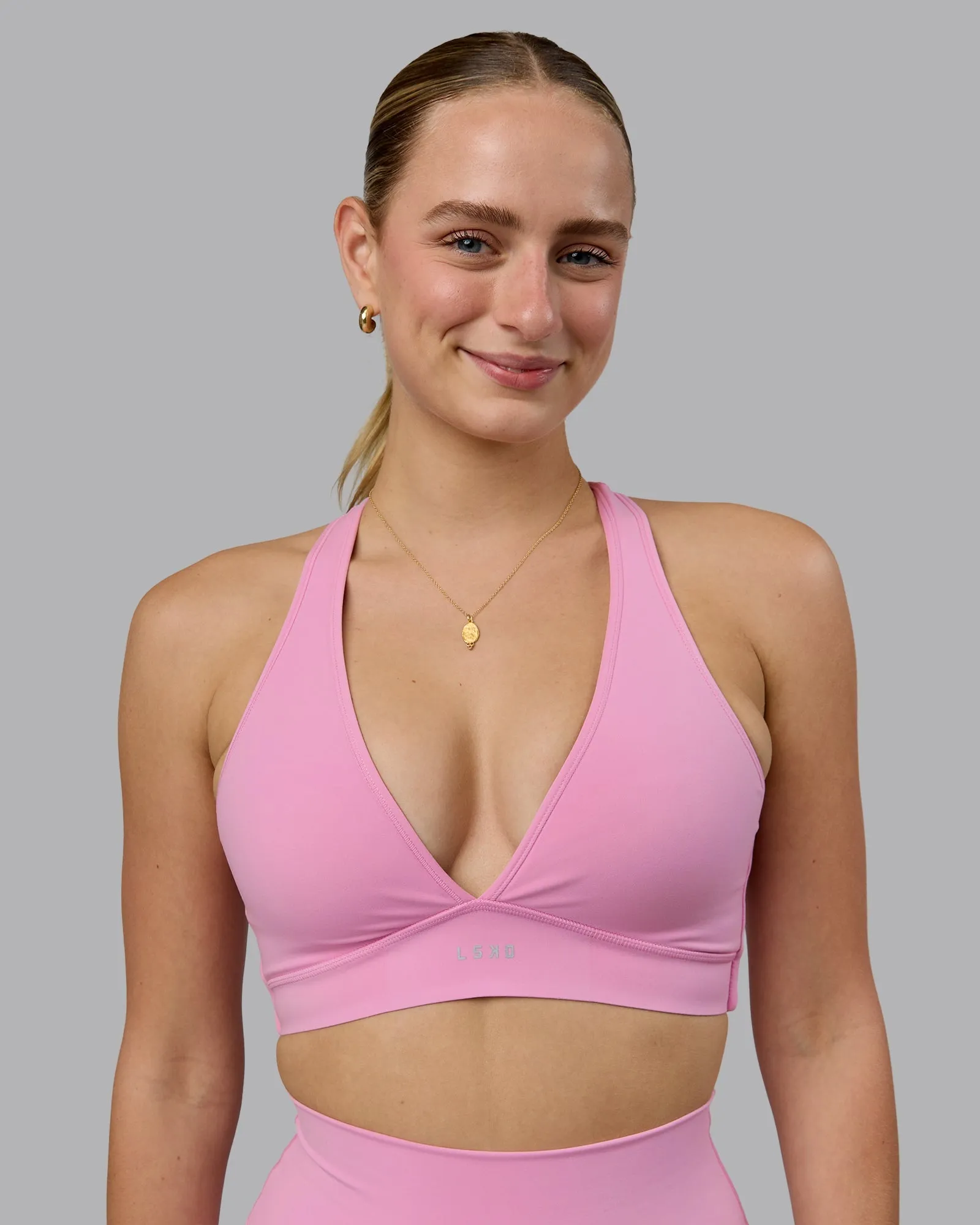 Elastic cuffs Contrast Stitching Stamina Sports Bra D/DD/E - Bubblegum