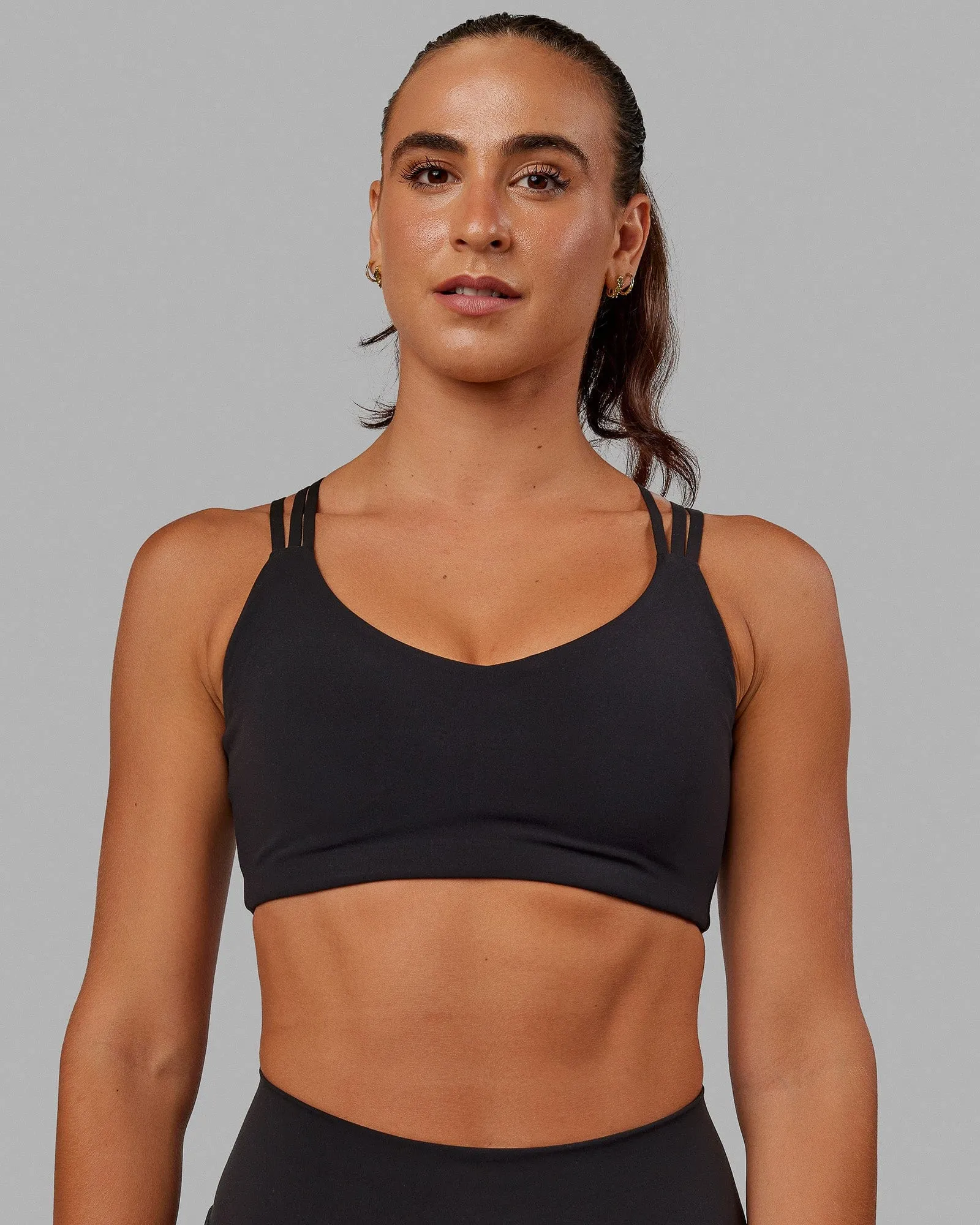 Spaghetti straps seams Push The Limit Sports Bra - Black