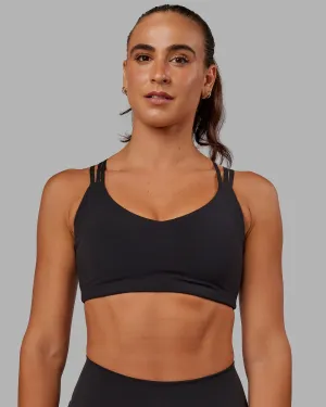 Spaghetti straps seams Push The Limit Sports Bra - Black