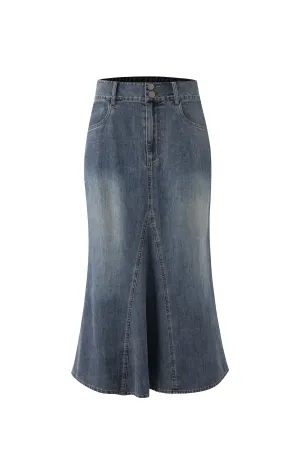 Denim Flare Skirt - Denim Casual Dressing Versatile Relaxed Style