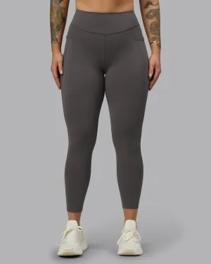 Elite High-Rise 7/8 Legging Pockets - Dark Storm Fade Resistant Airport Travel Rib Knit Unisex Style