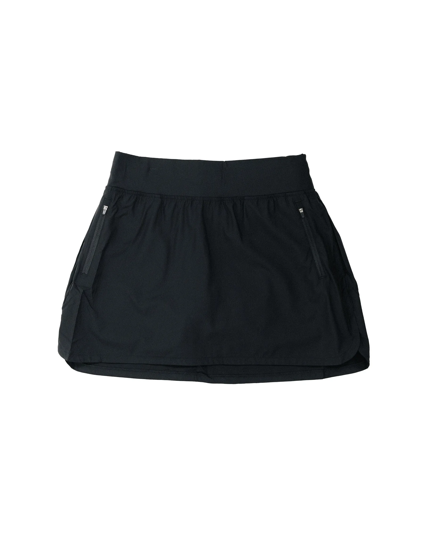 Women's Black Curved Hem Skirt Edgy Look Light Mood