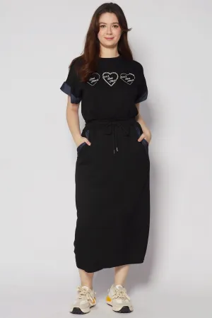 Weekend Style raw hem Don't Lose Heart 2 in 1 Skirt Set