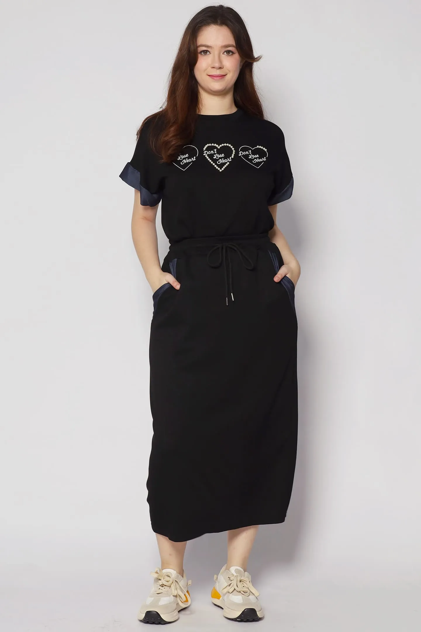 Weekend Style raw hem Don't Lose Heart 2 in 1 Skirt Set