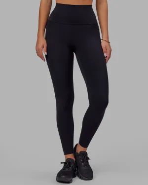 Layered Fabric Trend Seeker Rib Knit Elixir Ultra High-Rise Full Length Legging Pockets - Black