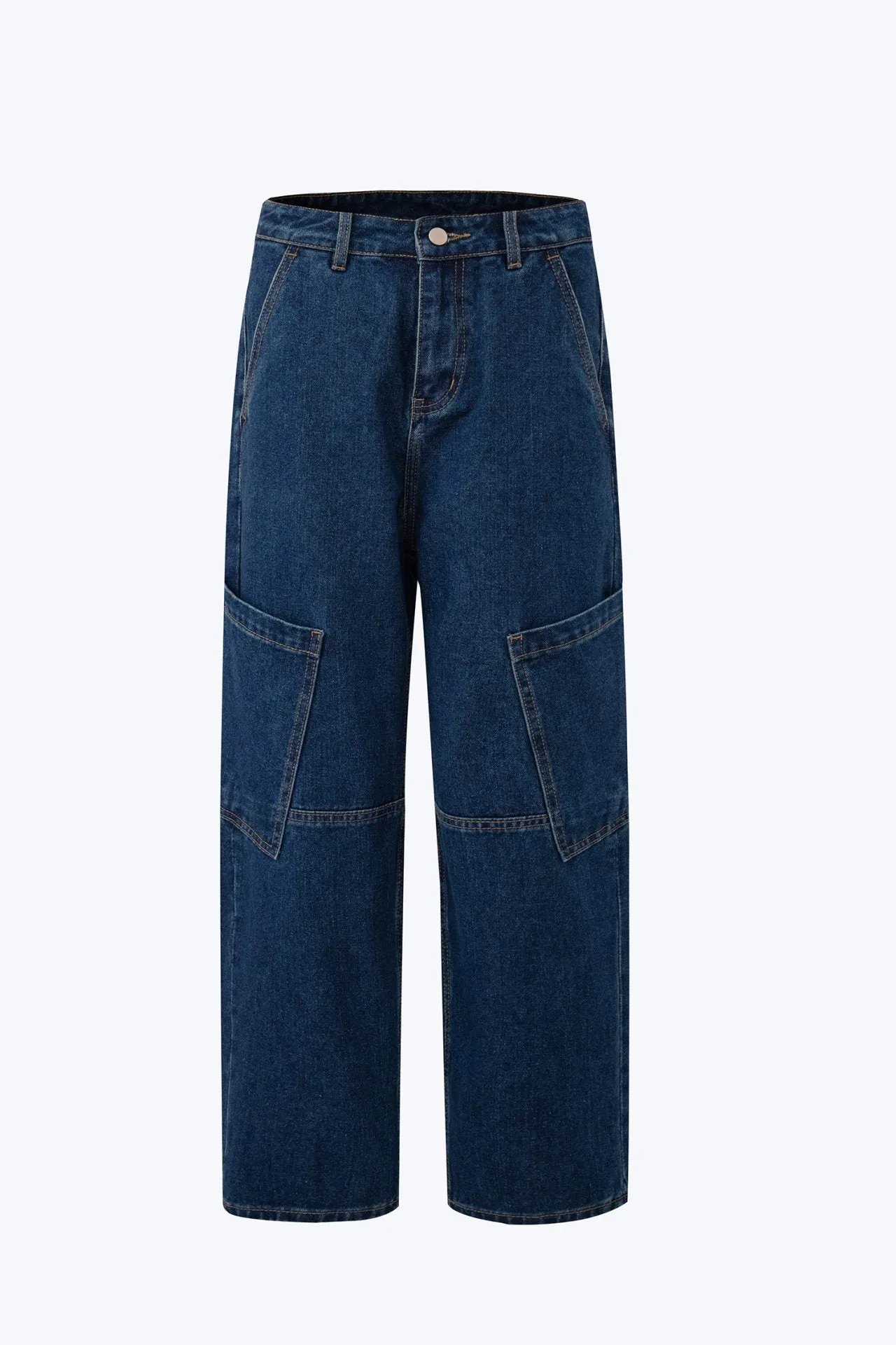 Comfy Streetwear Fan Music Event Affordable Fashion Lover Cargo Curved Jeans - Dark Denim [AT]