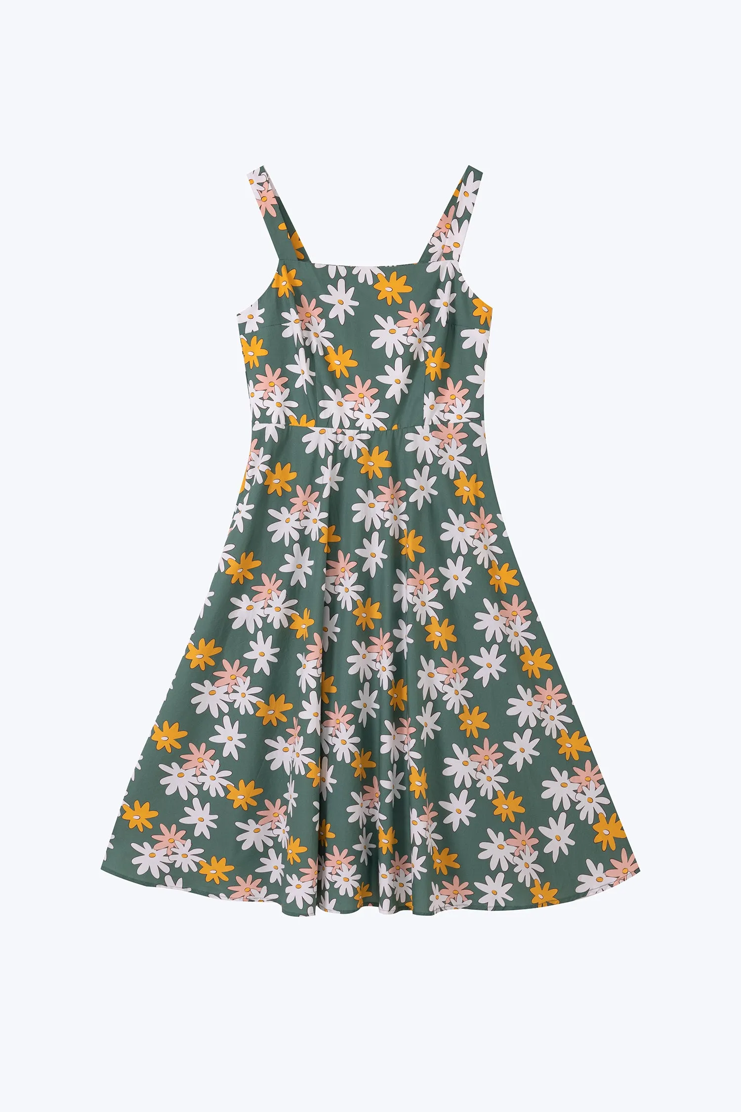 Floral Flare Dress - Floral Green Iconic Outfit Grab And Go