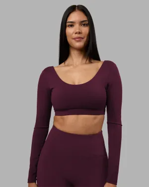 Elastic cuffs seams Supportive Aria Long Sleeve Sports Bra - Cherry Lacquer