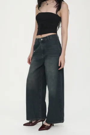 Comfortable Edge Light material Xavier Wide Leg Mid Rise Denim Jeans