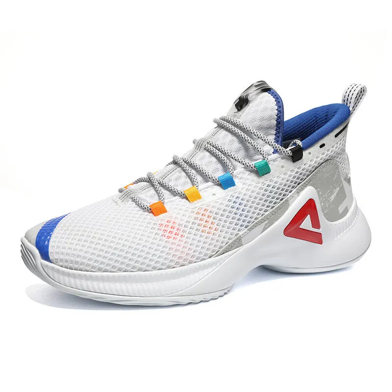 PEAK Basketball Shoes Men Sneakers P-MOTIVE series White EW02071A Court Grip Comfortable Collar