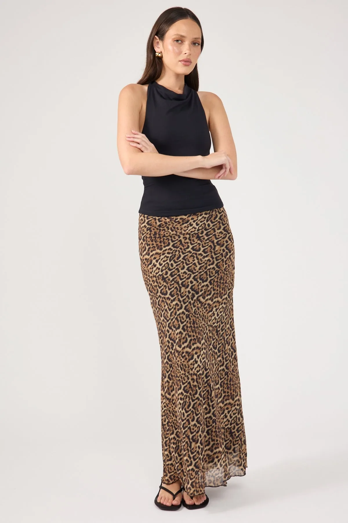 Opaque finish Wrap Front Perfect Stranger Serengeti Leopard Maxi Skirt Leopard