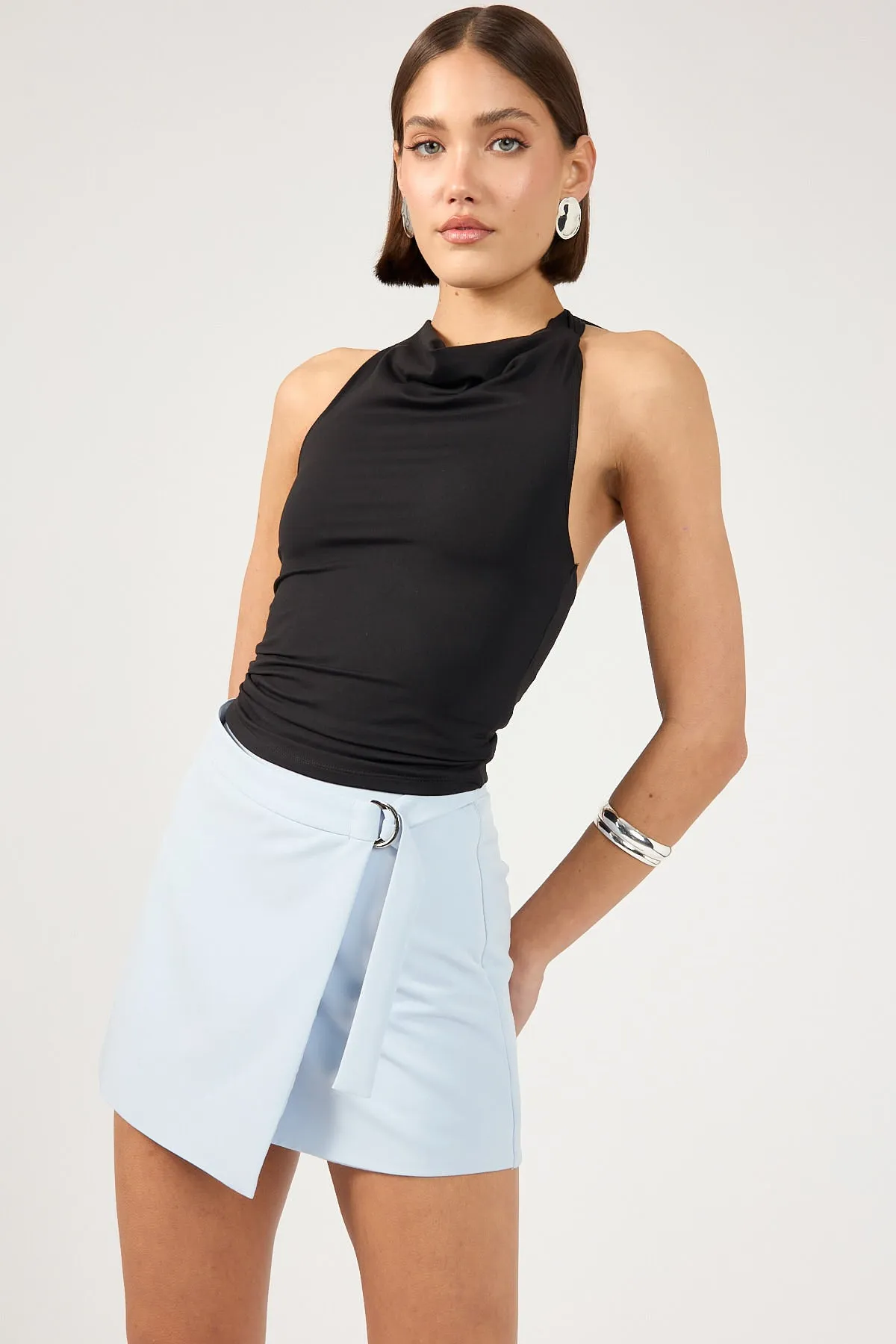 Perfect Stranger Buckle Up Skort Baby Blue Designer Inspired