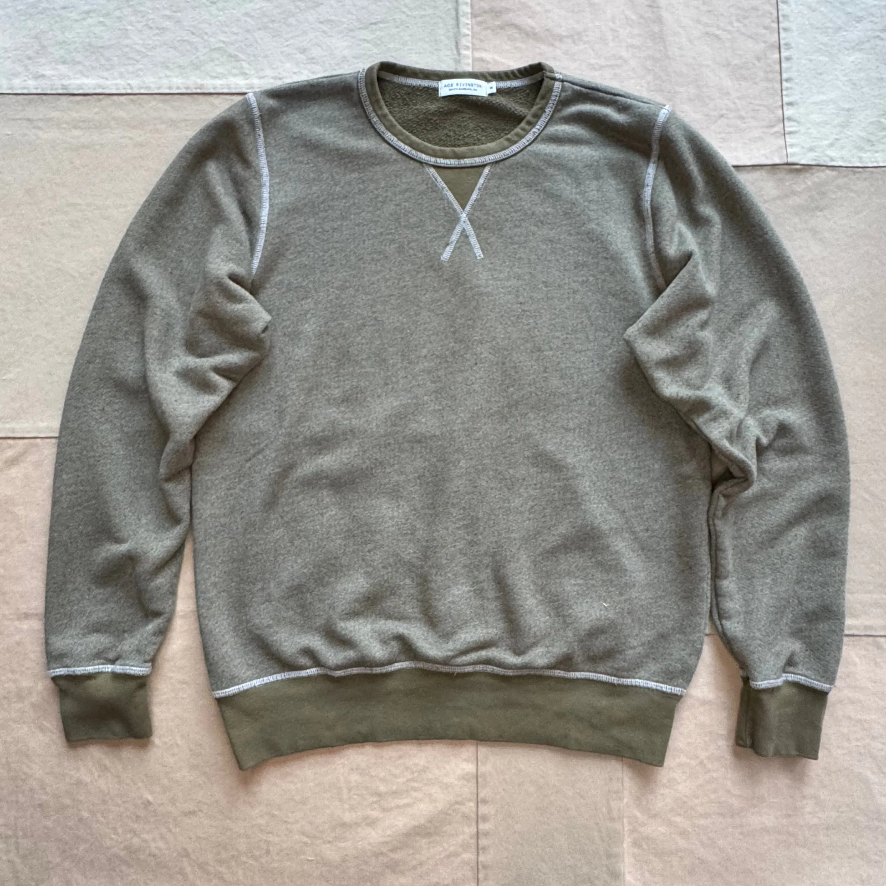 French Terry Crewneck Sweatshirt, Army Green Water resistant coating