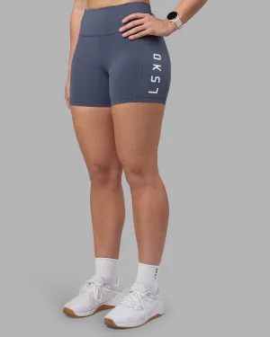 Poolside Wear Durable Build Rep Ultra High-Rise 4" Short Pockets - Night Shadow-White