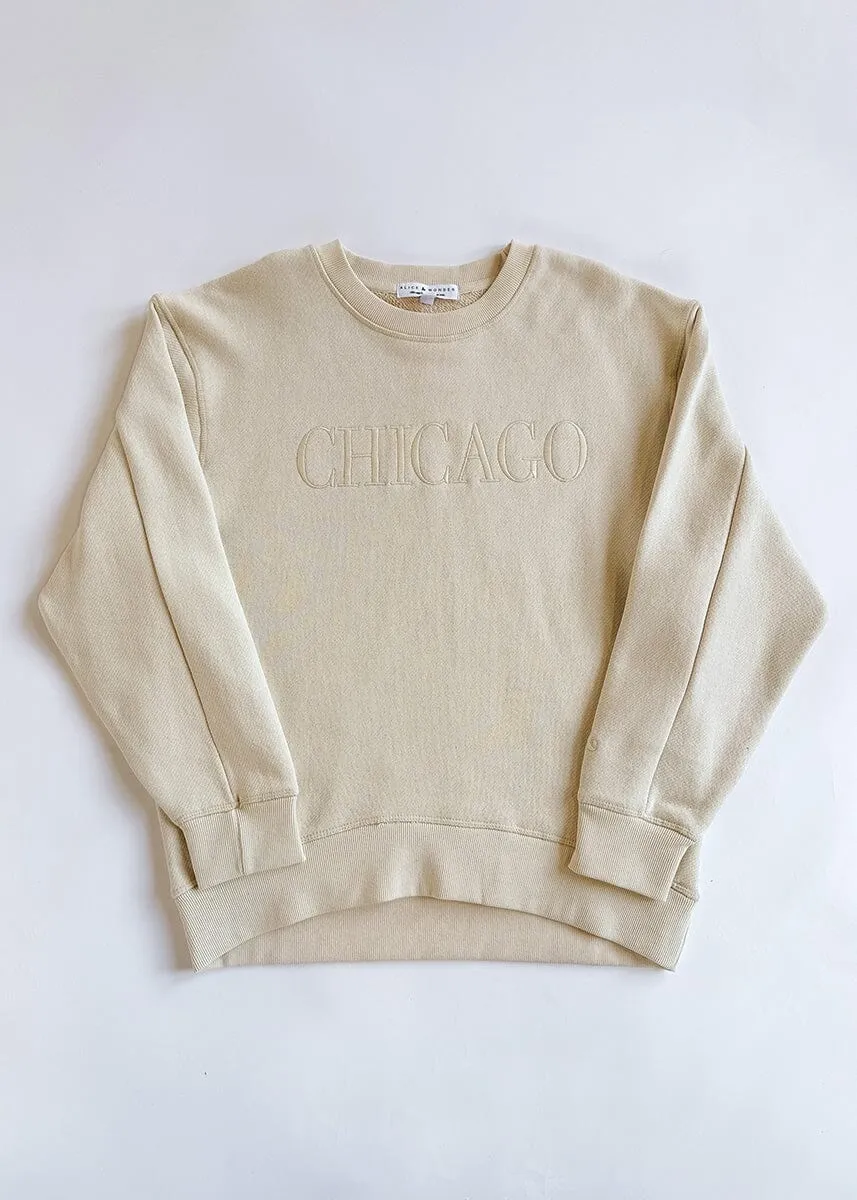 Winter Ready All-Weather Comfort Chicago Embroidered Sweatshirt - Ivory