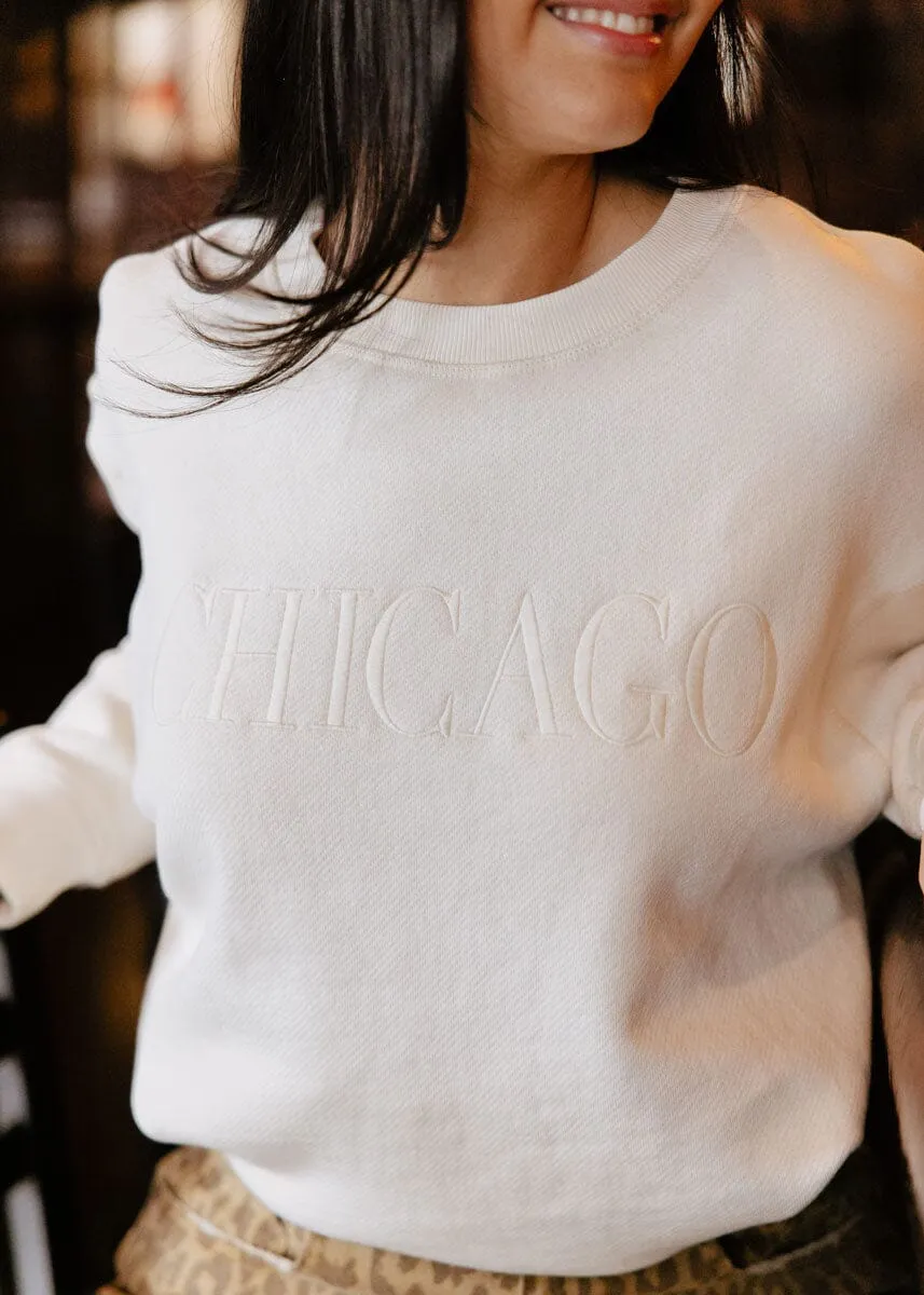 Thermal Insulation Urban Chic Chicago Embroidered Sweatshirt - Ivory