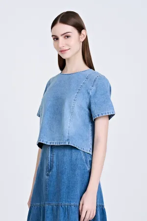 Denim Short Sleeve Blouse - Denim Traveler Gear Nature Lover Night Out