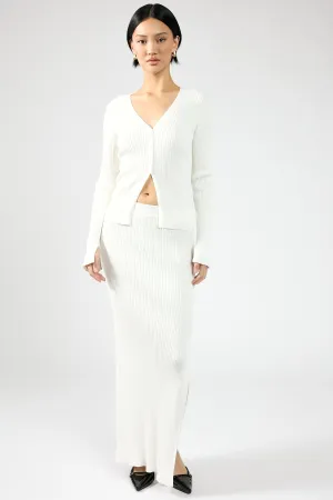 Festival Outfit Casual Style Perfect Stranger Kait Knit Midi Slip Skirt Off White