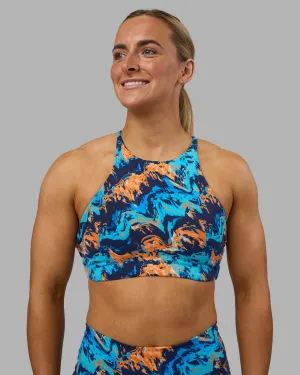 Invisible stitching seams Stretchy Structure AMRAP High Neck Sports Bra - React Print
