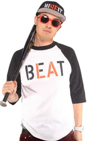 Beat LA (Men's White/Black Raglan Tee) Breathable apparel Short sleeved breeziness