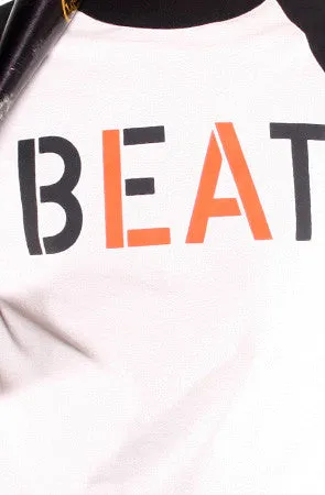 Breathable Wearable Cozy and Light Beat LA (Men's White/Black Raglan Tee)