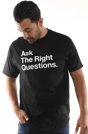 Sporty Comfort anti static coating Ask The Right Questions (Men's Black Tee)