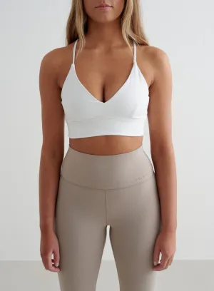 Metallic Shine White Sense Strap Bra Roll Up Hem Travel Vibes