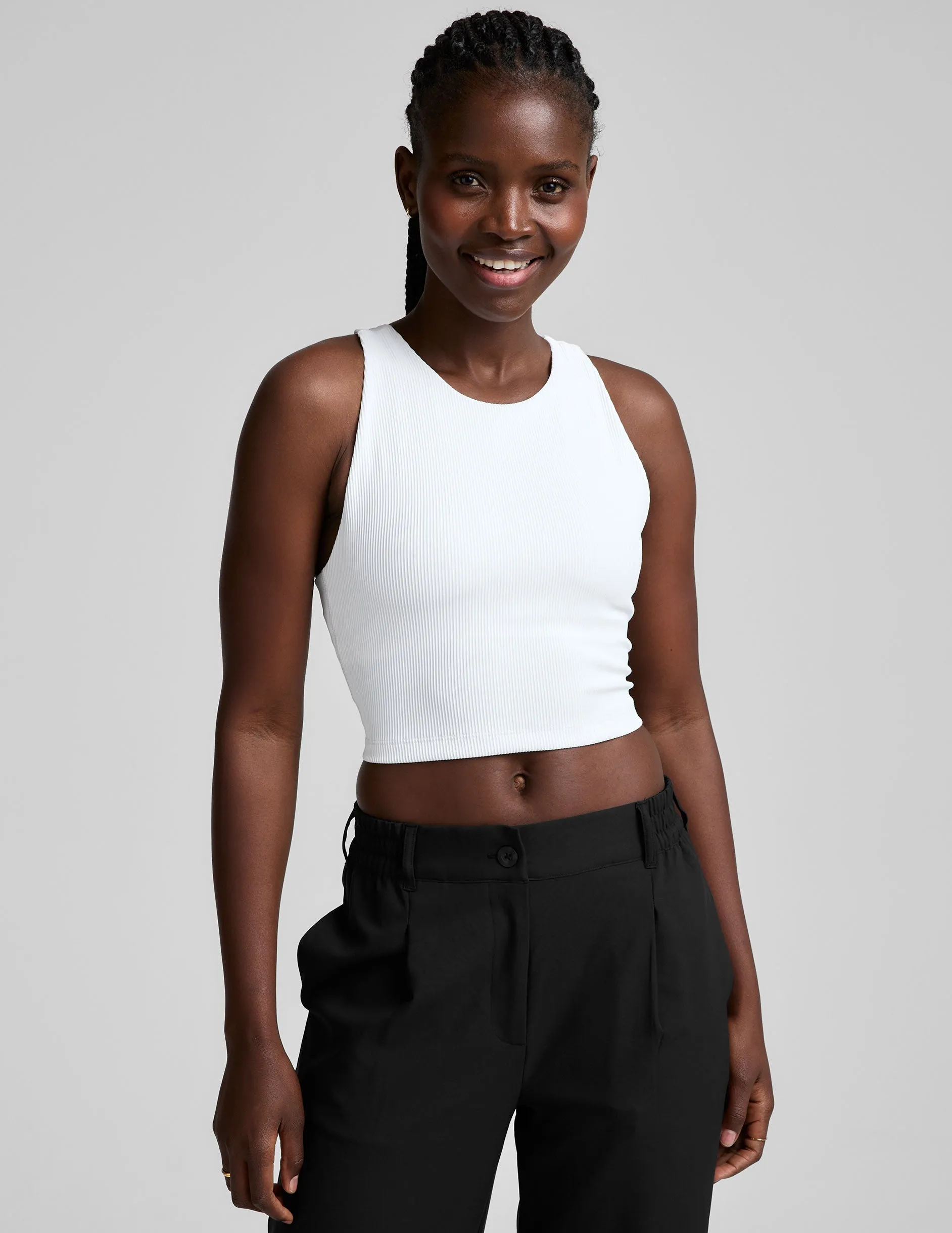 Refocus Ribbed Cropped Tank Four Way Stretch wide - track