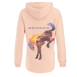 Lightweight Wear Ford Bronco Womens Ombre Sunset Horse Blush Pullover Hoodie